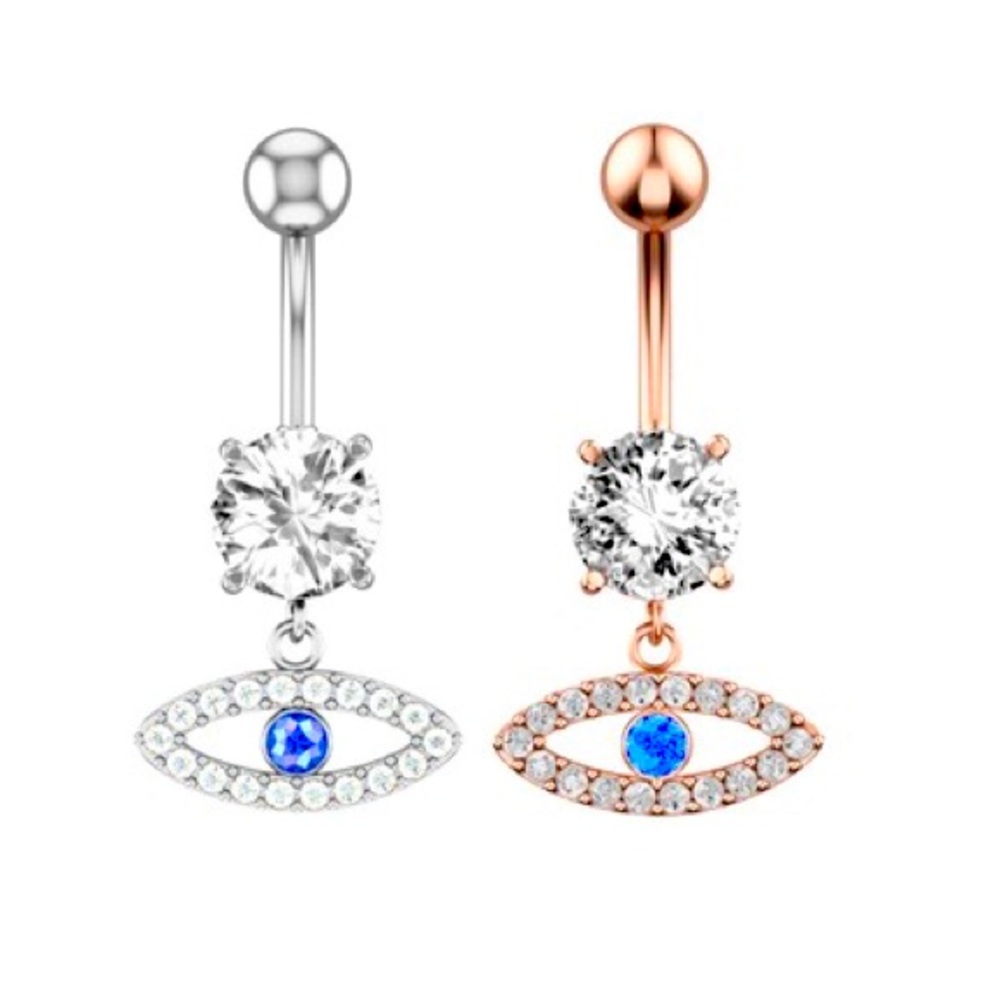 Cubic Zirconia Dangly Eye Belly Ring